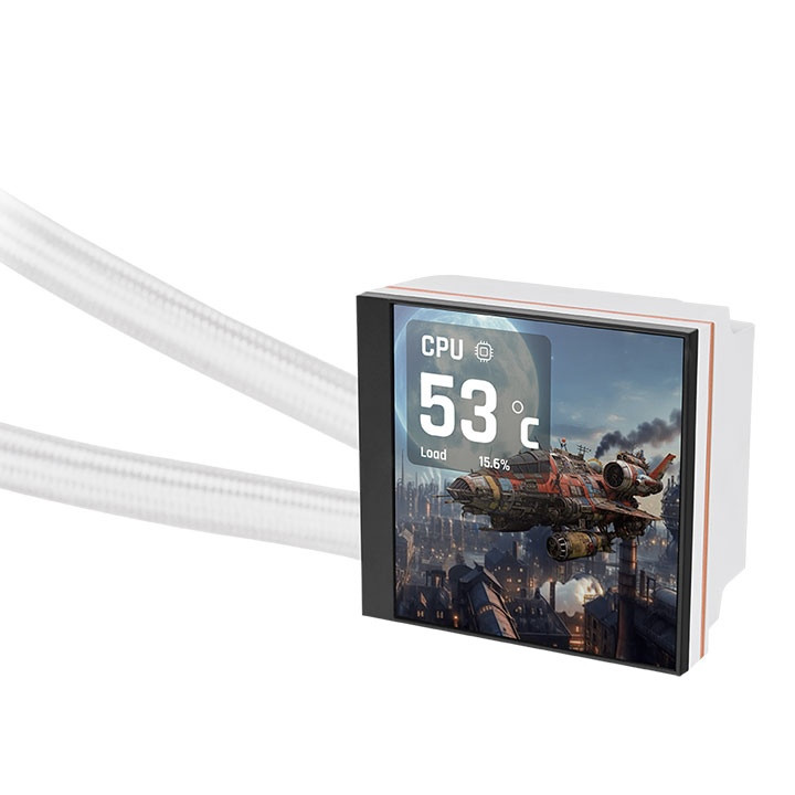 خنک کننده پردازنده ترمالتک مدل MAGFLOE 360 ULTRA ARGB SNOW - Supports the New TT RGB PLUS 3.0 Software/ Real-time Information/ Local Weather & Time/Image & Video