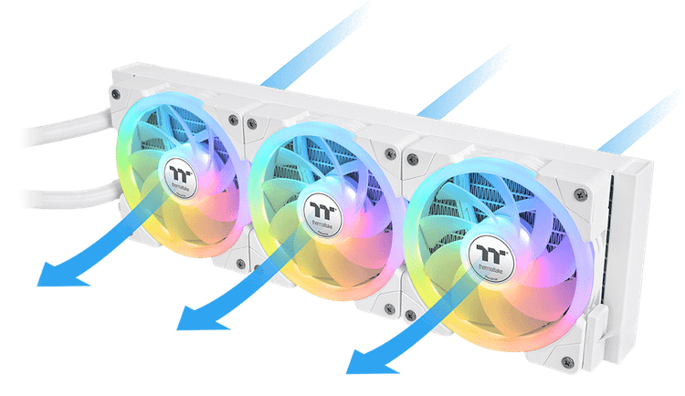 خنک کننده پردازنده ترمالتک مدل MAGFLOE 360 ULTRA ARGB SNOW - Supports the New TT RGB PLUS 3.0 Software/ Real-time Information/ Local Weather & Time/Image & Video