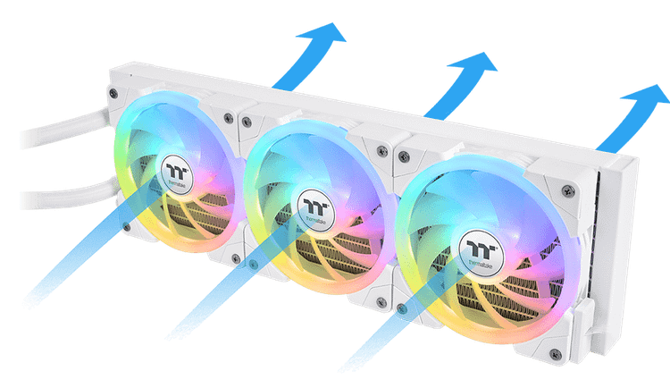 خنک کننده پردازنده ترمالتک مدل MAGFLOE 360 ULTRA ARGB SNOW - Supports the New TT RGB PLUS 3.0 Software/ Real-time Information/ Local Weather & Time/Image & Video