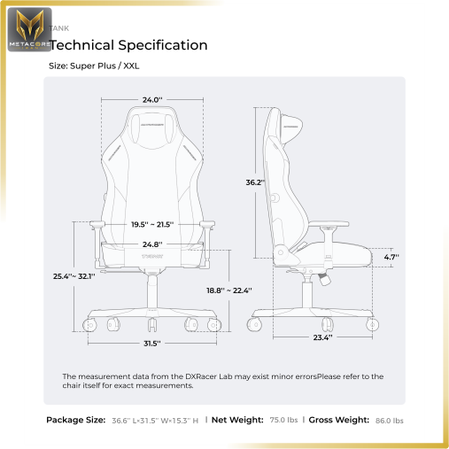 صندلی گیمینگ دی ایکس ریسر مدل DXRACER Tank Series 2025 XXL Black Gray رنگ مشکی خاکستری