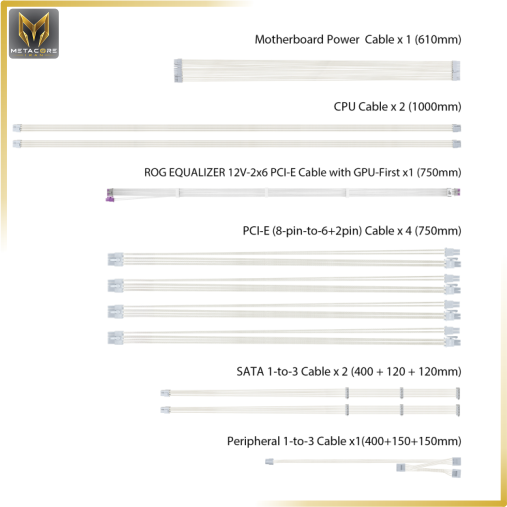 منبع تغذیه کامپیوتر ایسوس مدل ROG Strix 1000W Platinum White Edition (ROG EQUALIZER) توان 1000 وات سفید
